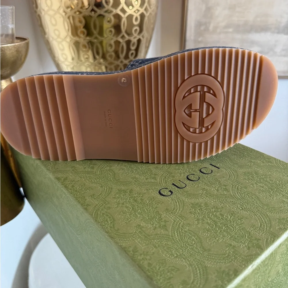 Gucci Women's Denim Blue Logo Slide Sandals - Picture 13 of 13